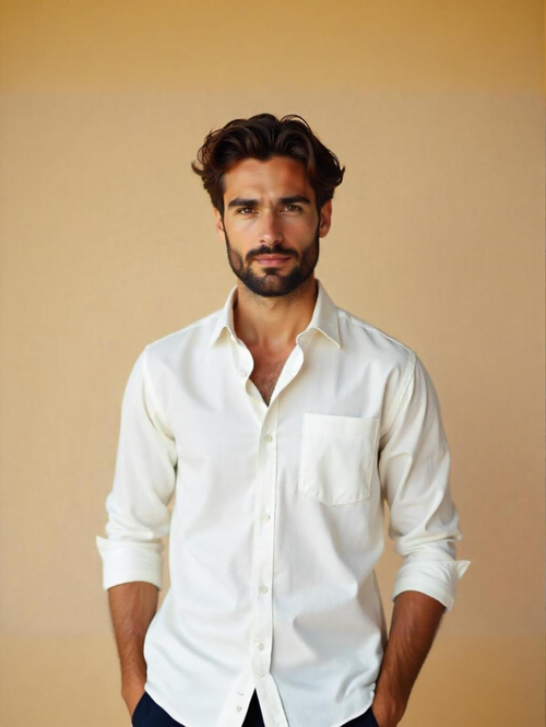 Mens Linen White Shirt