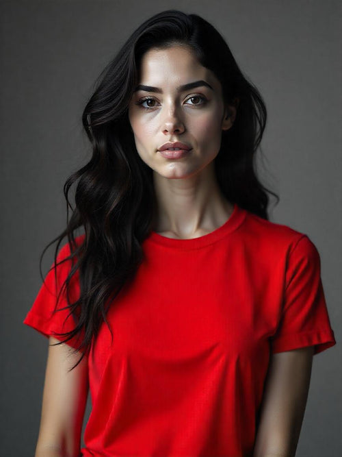 Women Half Sleeve Red T-Shirt
